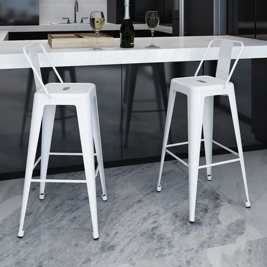 Bar Stool Set Of 2 Steel Standard Footrest Minimalist
