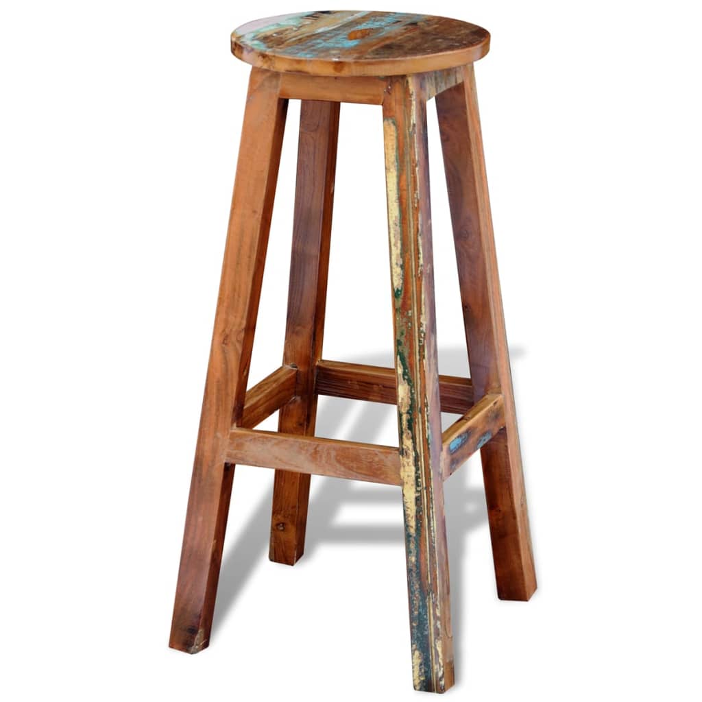 Bar Stool Multicolor Reclaimed Wood Standard Durable Bar Stool