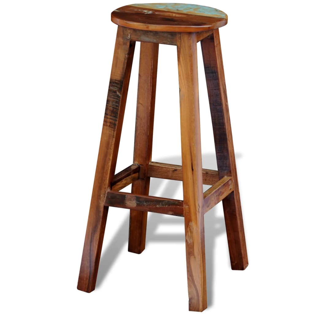 Bar Stool Multicolor Reclaimed Wood Standard Durable Bar Stool