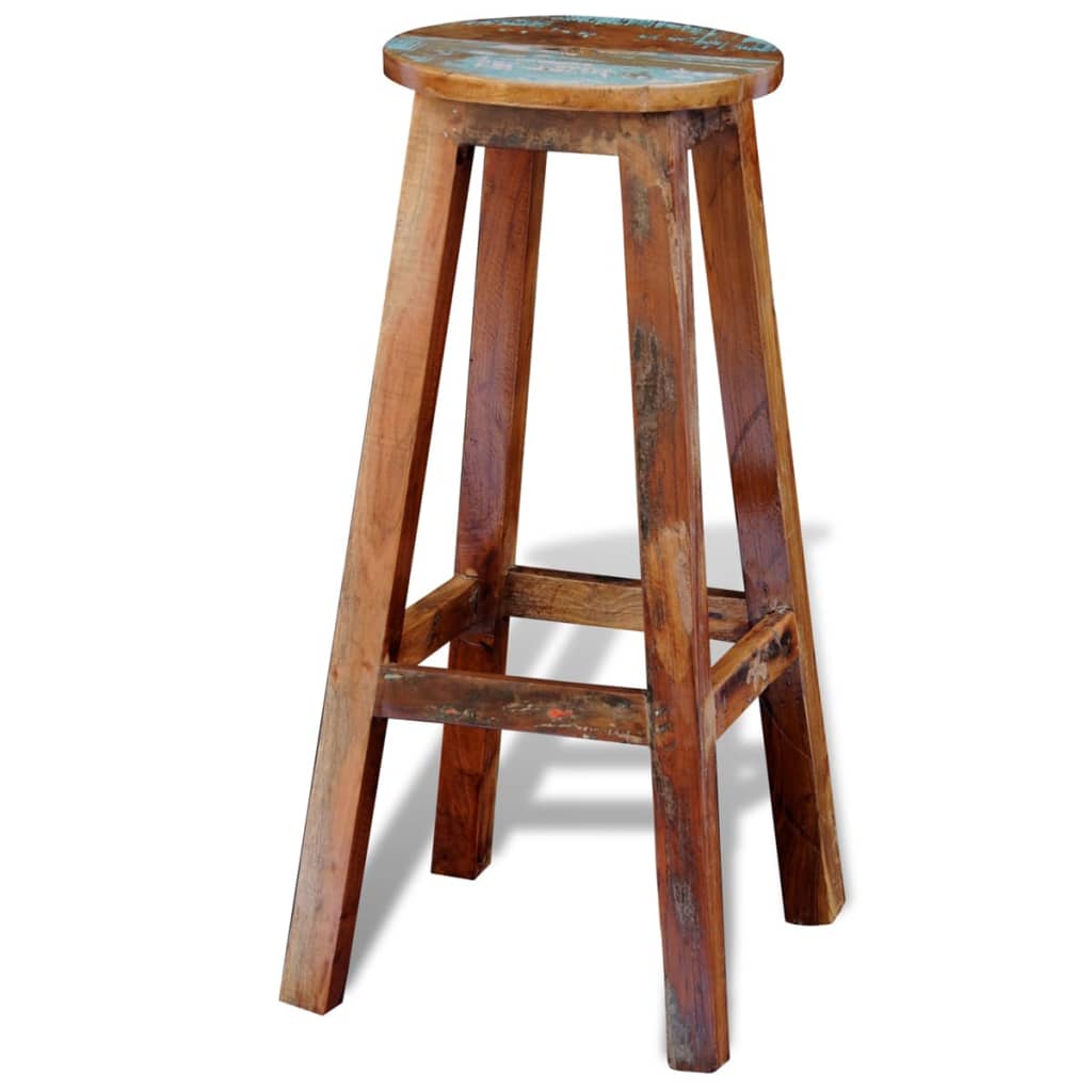 Bar Stool Multicolor Reclaimed Wood Standard Durable Bar Stool