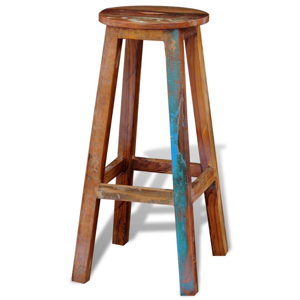 Bar Stool Multicolor Reclaimed Wood Standard Durable Bar Stool