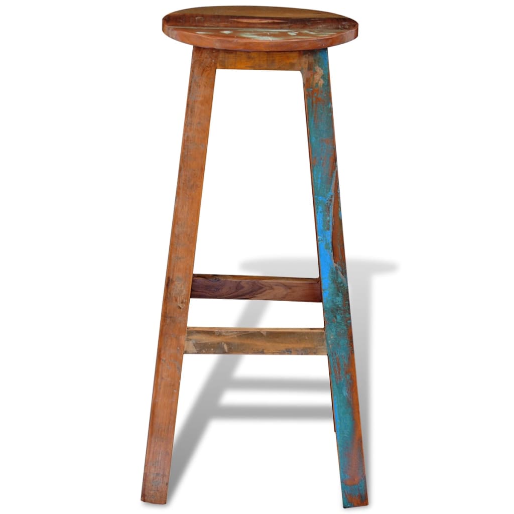 Bar Stool Multicolor Reclaimed Wood Standard Durable Bar Stool