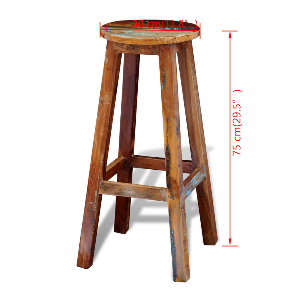 Bar Stool Multicolor Reclaimed Wood Standard Durable Bar Stool