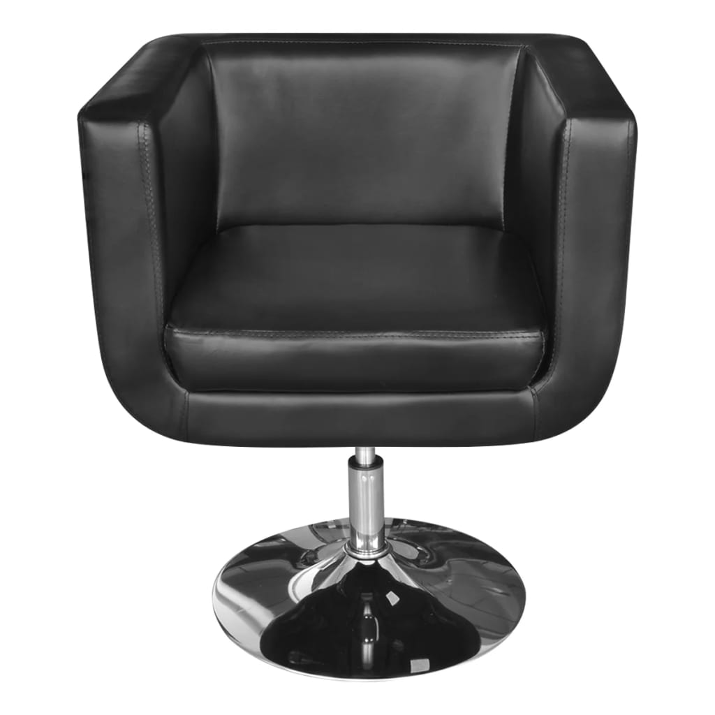 Armchair Black Faux Leather, Chrome Steel, Wood Standard Swivel