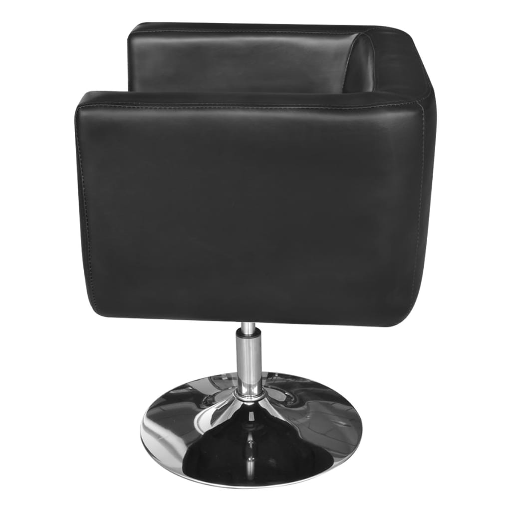 Armchair Black Faux Leather, Chrome Steel, Wood Standard Swivel
