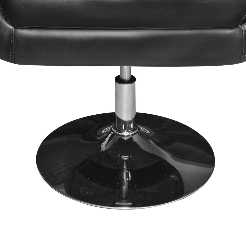 Armchair Black Faux Leather, Chrome Steel, Wood Standard Swivel