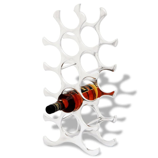 Wine Stand For 15 Bottles Silver Aluminum