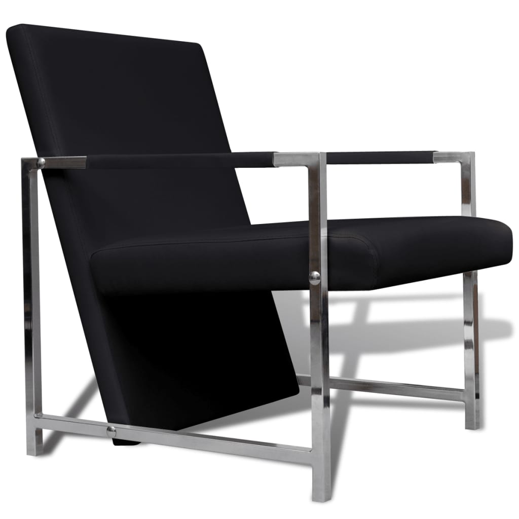 Armchair Black Artificial Leather Standard Ergonomic Armchair