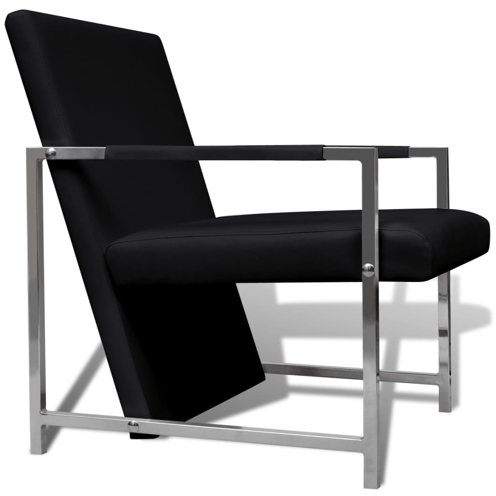 Armchair Black Artificial Leather Standard Ergonomic Armchair