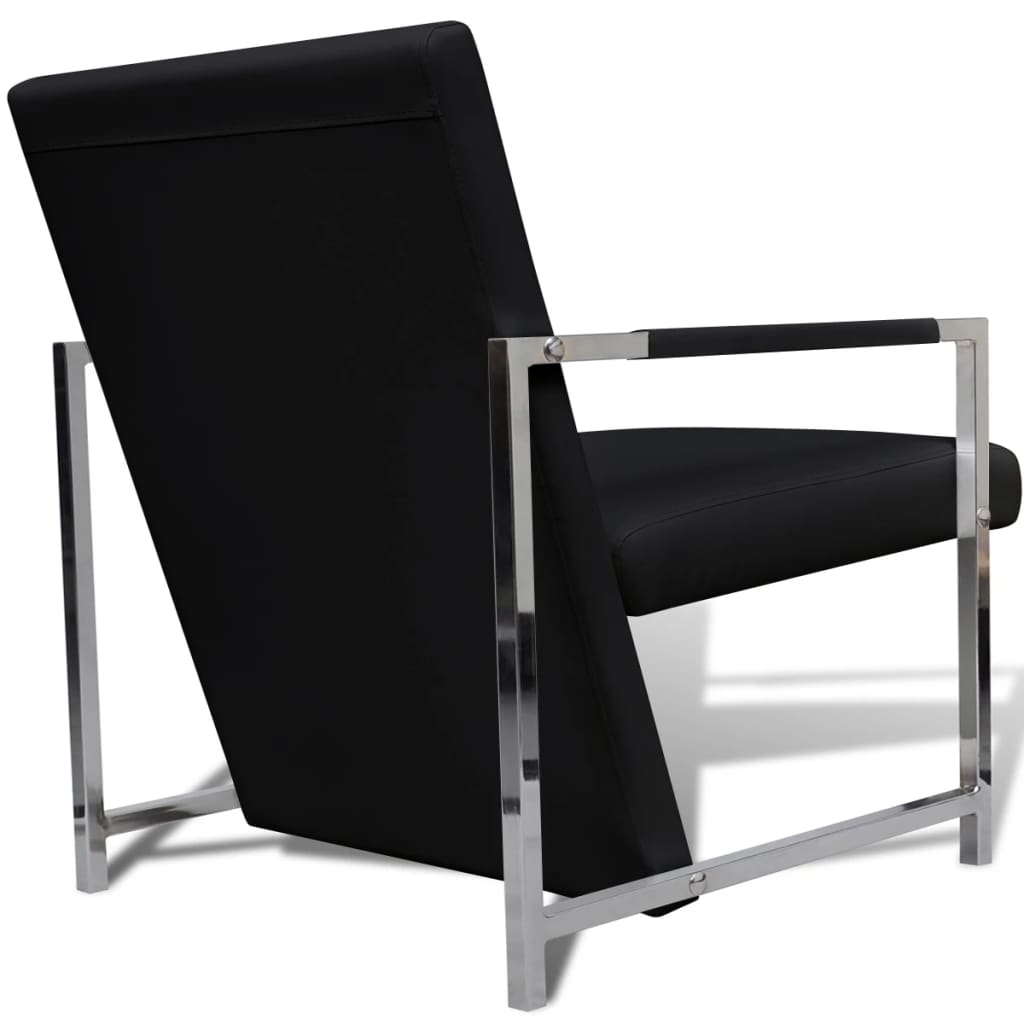 Armchair Black Artificial Leather Standard Ergonomic Armchair