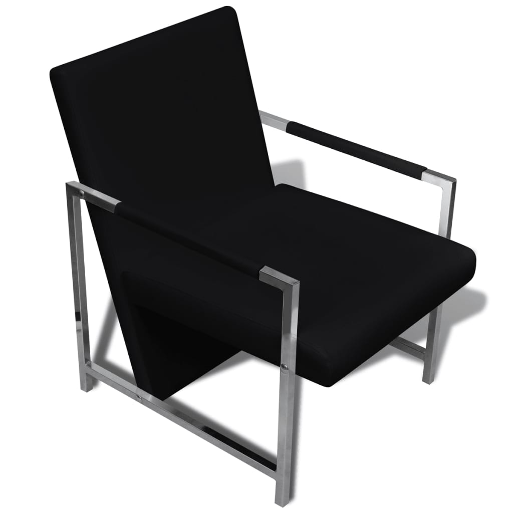 Armchair Black Artificial Leather Standard Ergonomic Armchair