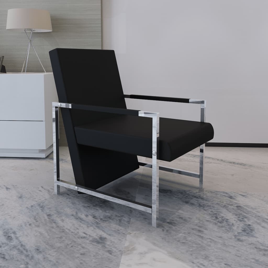 Armchair Black Artificial Leather Standard Ergonomic Armchair