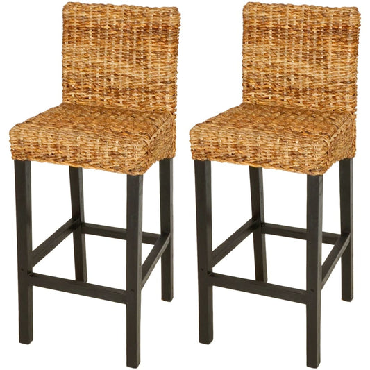 Bar Stool Set Of 2 Dark Brown Mango Wood Standard Durable