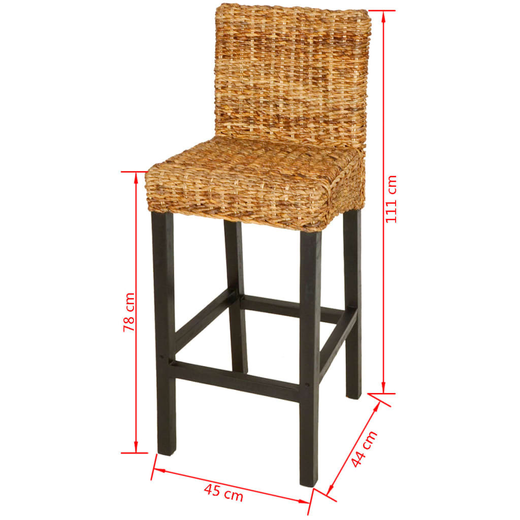 Bar Stool Set Of 2 Dark Brown Mango Wood Standard Durable