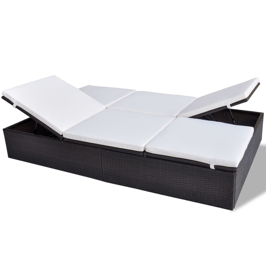 Sun Lounger Pe Rattan Double Adjustable Headrests