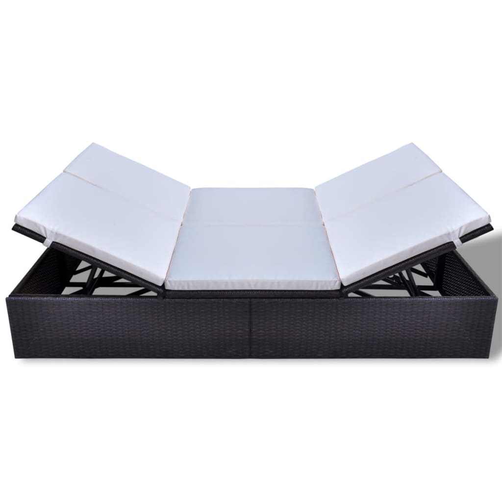 Sun Lounger Pe Rattan Double Adjustable Headrests