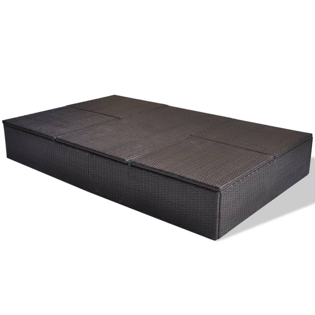 Sun Lounger Pe Rattan Double Adjustable Headrests