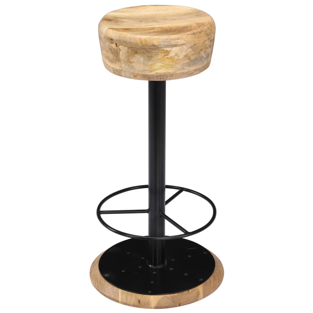 Bar Chair Light Brown, Black Solid Mango Wood, Powder-Coated Iron