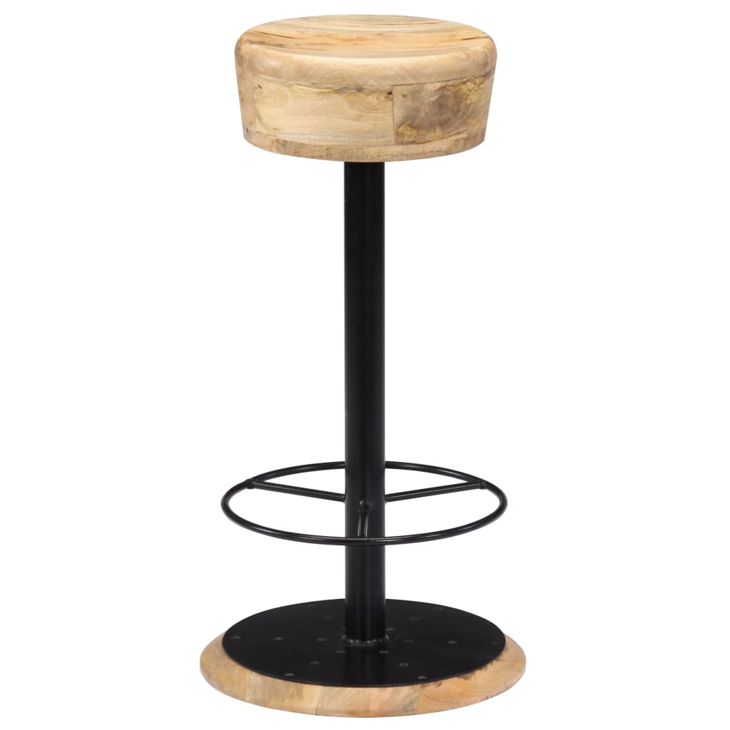 Bar Chair Light Brown, Black Solid Mango Wood, Powder-Coated Iron