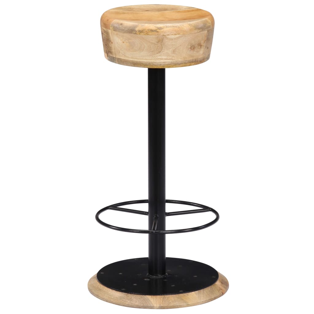 Bar Chair Light Brown, Black Solid Mango Wood, Powder-Coated Iron