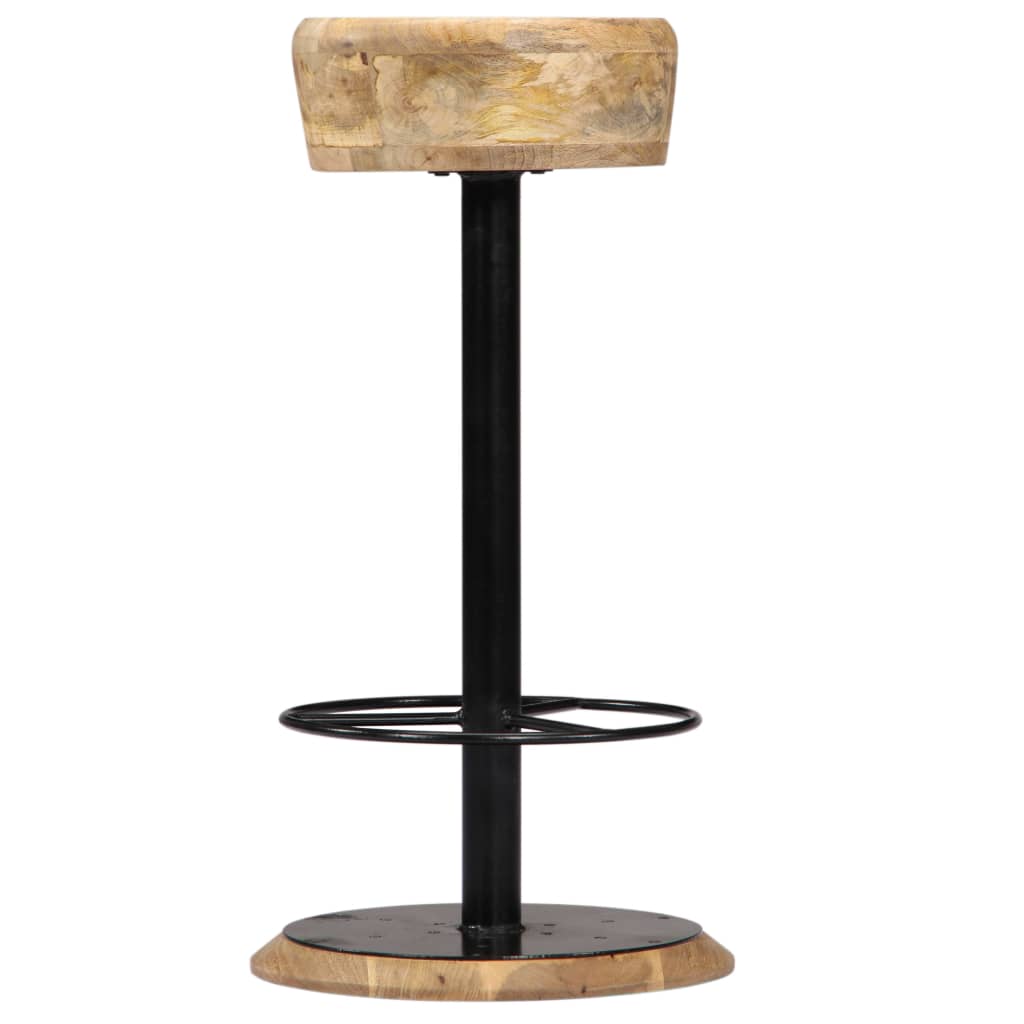Bar Chair Light Brown, Black Solid Mango Wood, Powder-Coated Iron