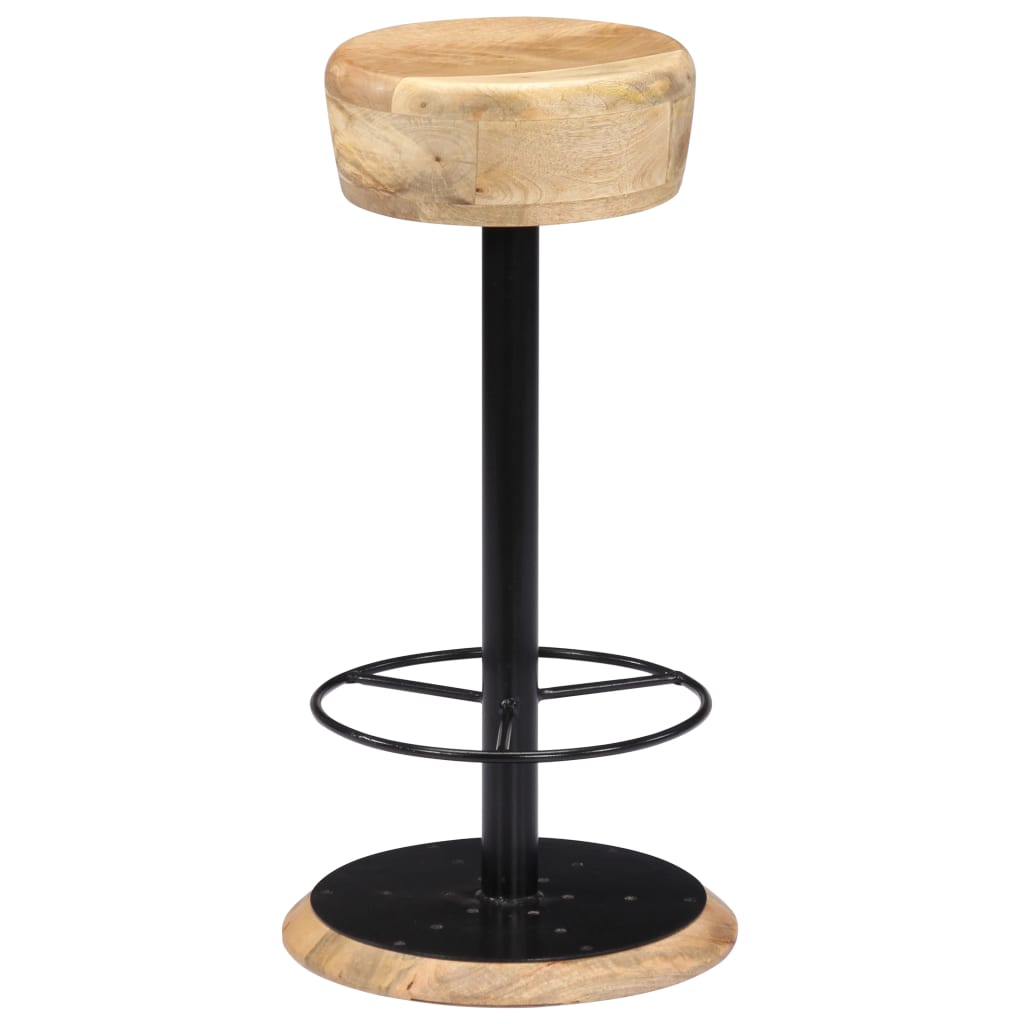 Bar Chair Light Brown, Black Solid Mango Wood, Powder-Coated Iron