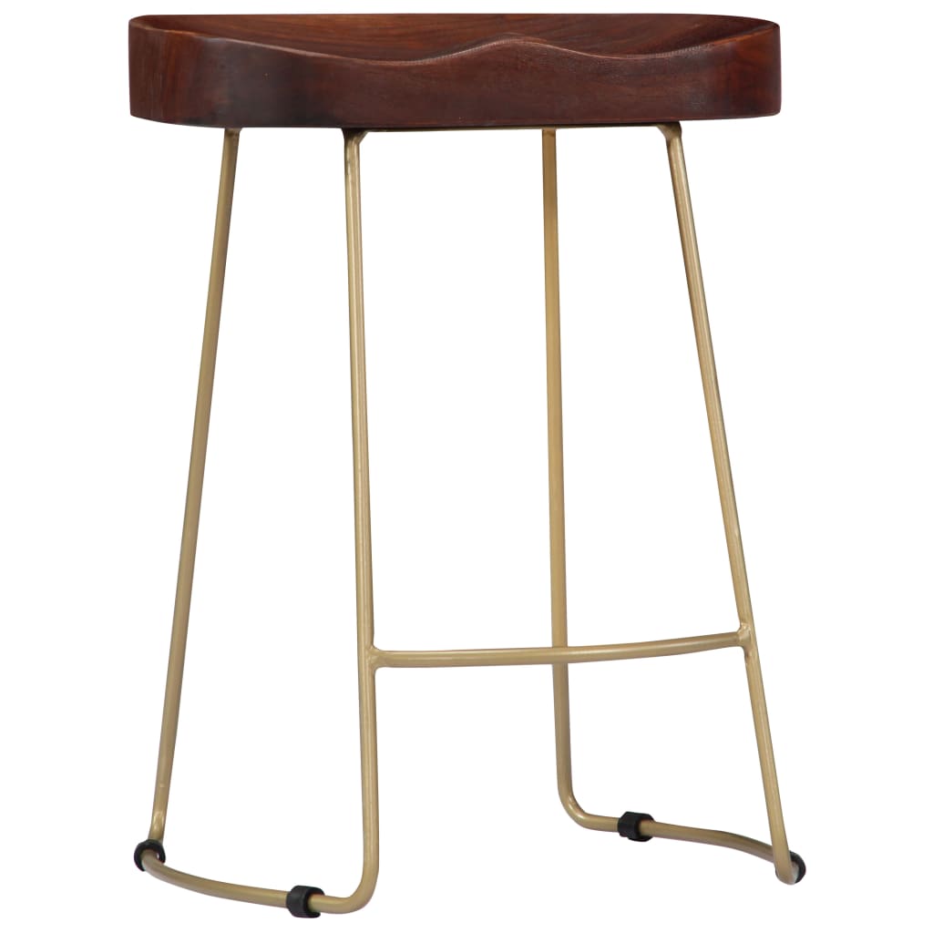 Bar Chair Set Of 2 Walnut Brown And Brass