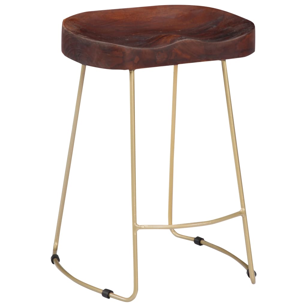 Bar Chair Set Of 2 Walnut Brown And Brass