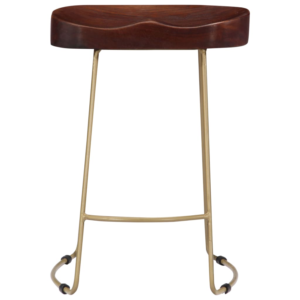 Bar Chair Set Of 2 Walnut Brown And Brass