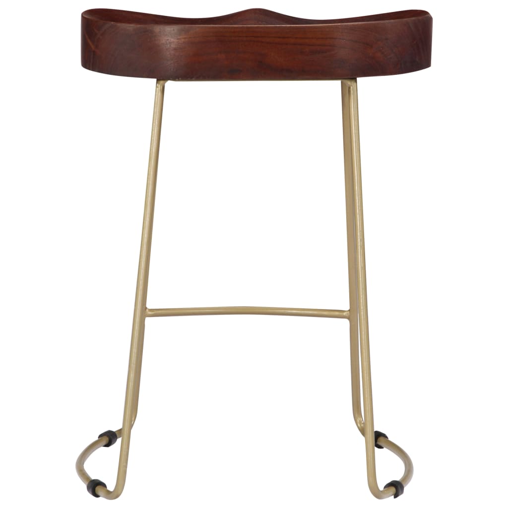 Bar Chair Set Of 2 Walnut Brown And Brass
