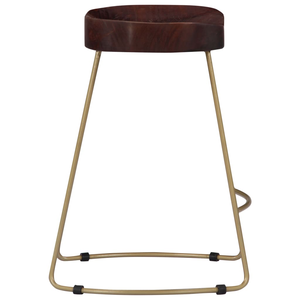 Bar Chair Set Of 2 Walnut Brown And Brass