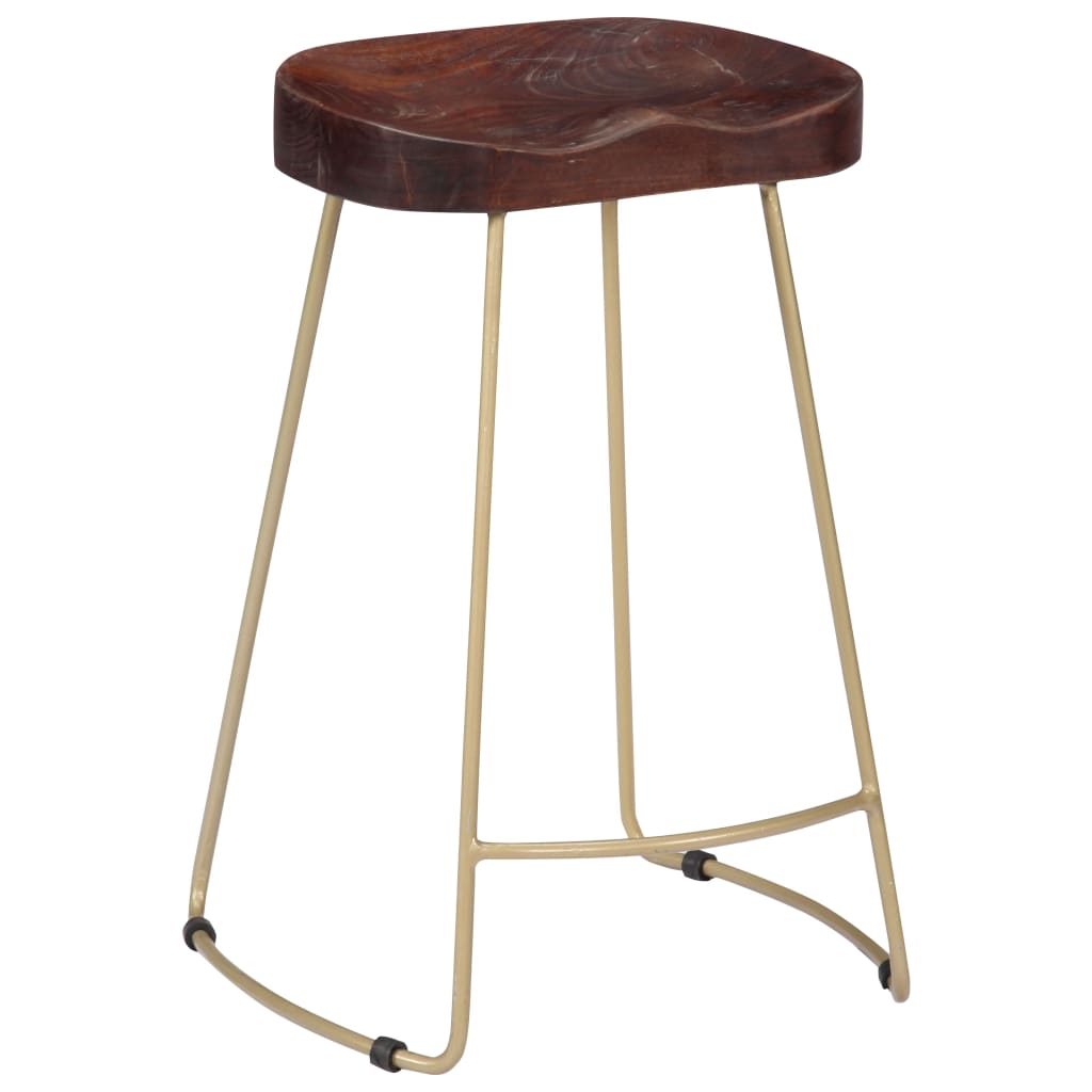 Bar Chair Set Of 2 Walnut Brown And Brass