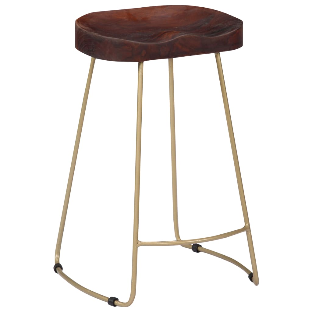 Bar Chair Set Of 2 Walnut Brown And Brass
