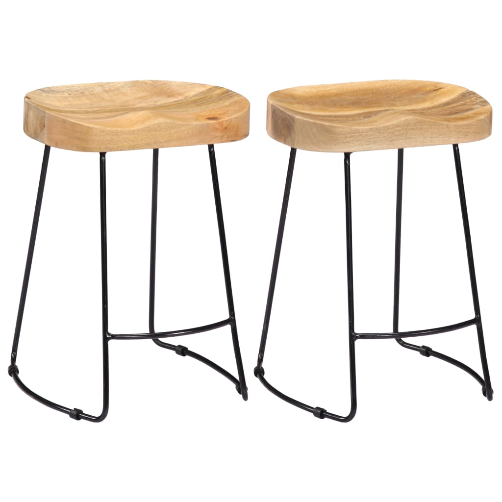 Bar Chair Set Of 2 Walnut Brown And Brass