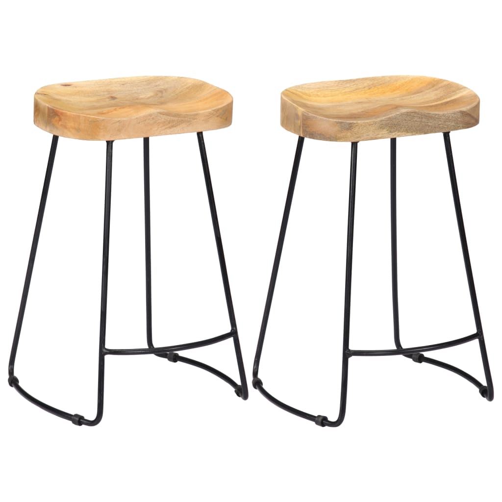 Bar Chair Set Of 2 Walnut Brown And Brass