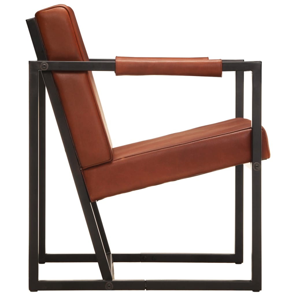 Armchair Genuine Leather, Powder-Coated Steel Standard