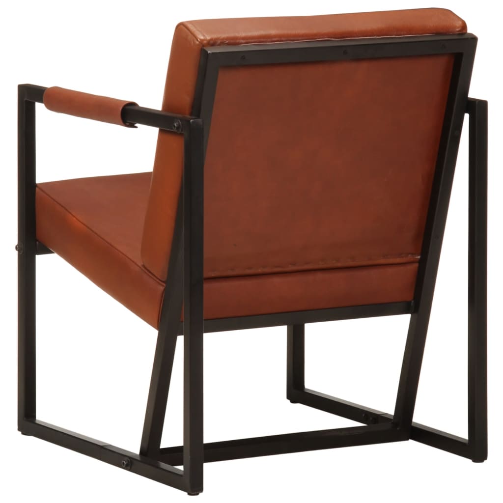 Armchair Genuine Leather, Powder-Coated Steel Standard