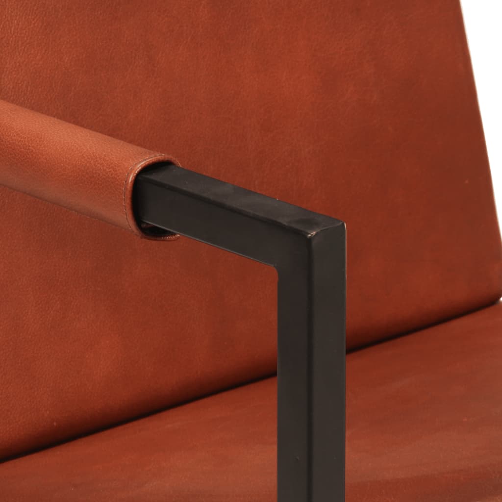 Armchair Genuine Leather, Powder-Coated Steel Standard