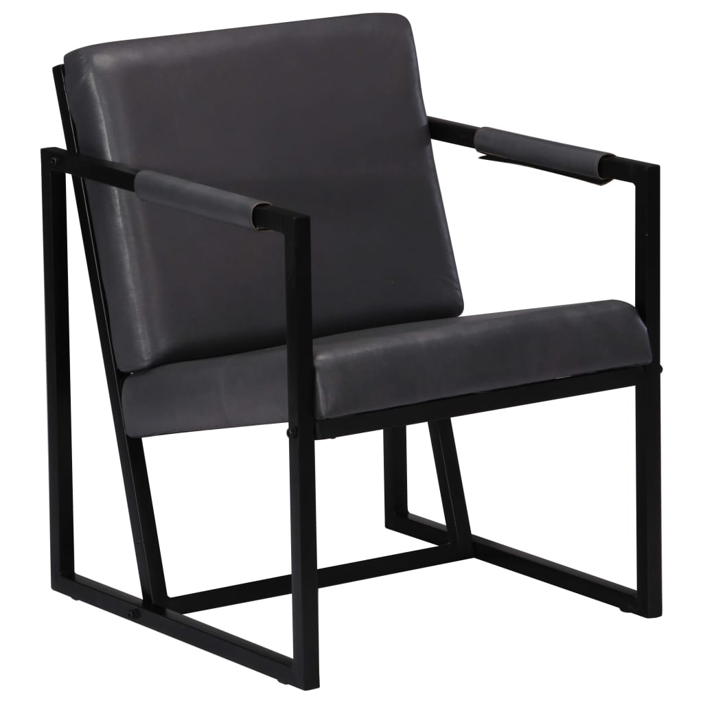 Armchair Genuine Leather, Powder-Coated Steel Standard