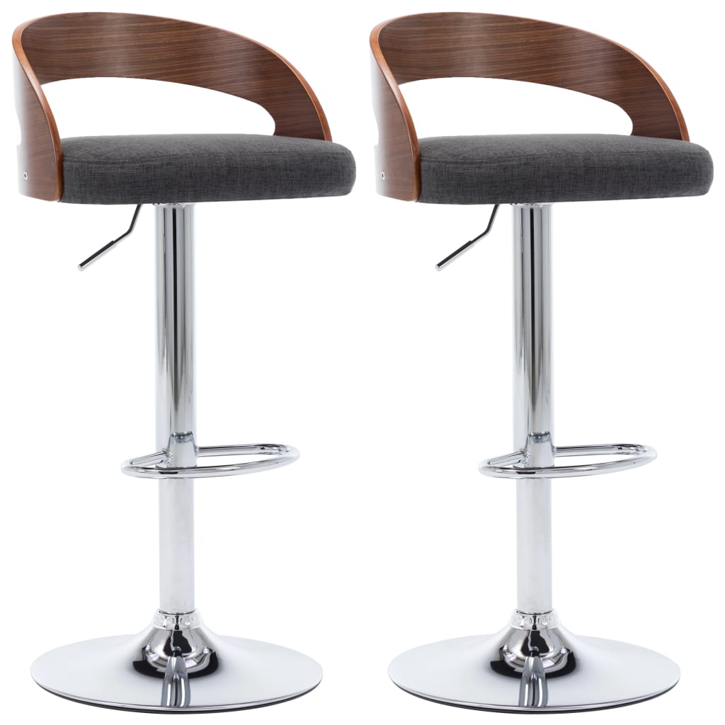 Bar Chair Set Of 2 Dark Grey And Dark Brown
