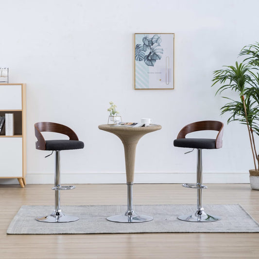 Bar Chair Set Of 2 Dark Grey And Dark Brown