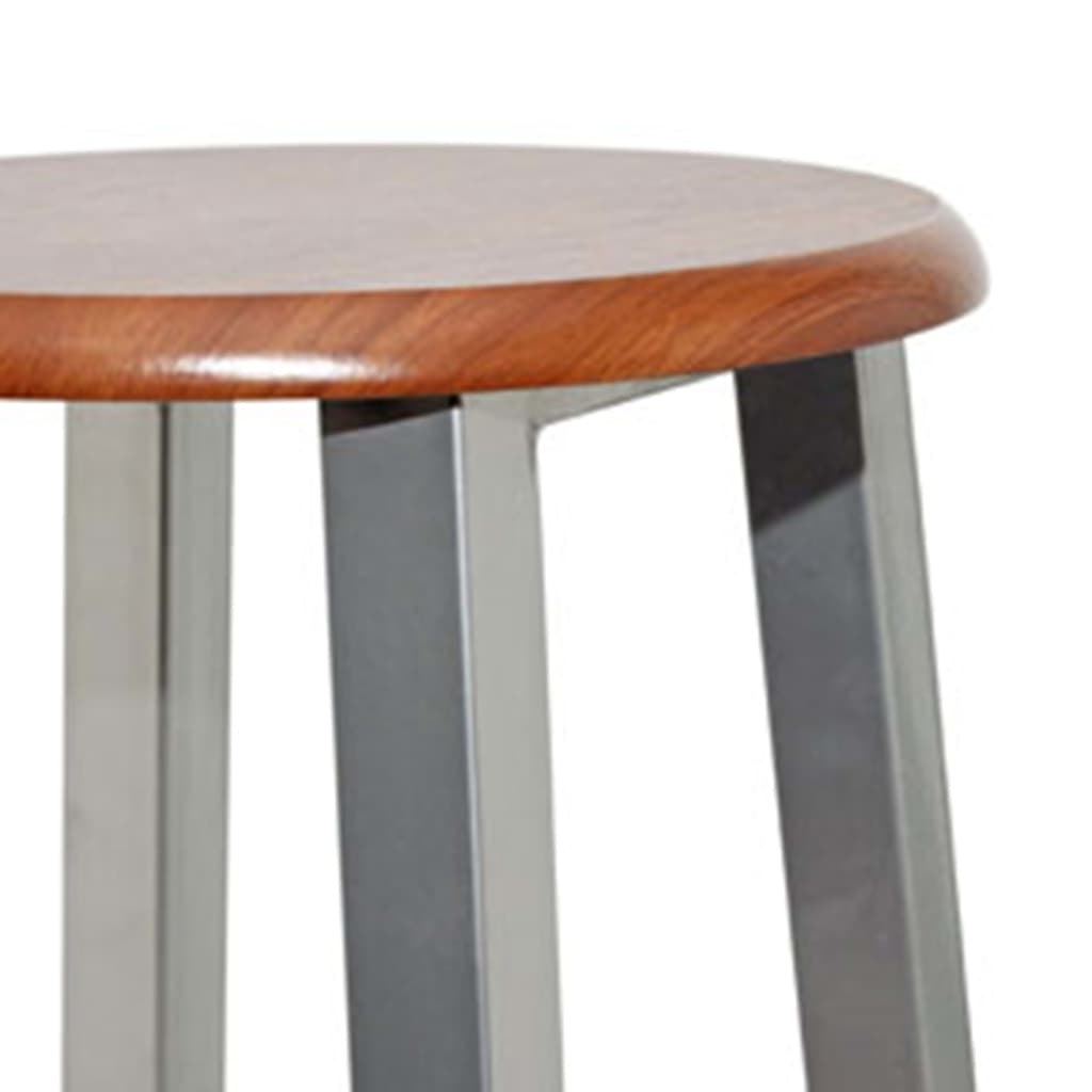 Bar Stool Set Of 4 Silver And Brown Steel And Mdf Standard