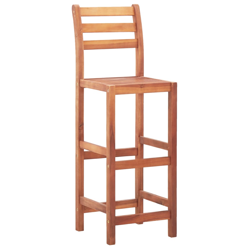 Bar Chair Set Of 2 Natural Wood Solid Acacia Wood Standard