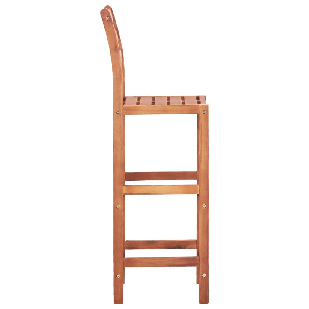 Bar Chair Set Of 2 Natural Wood Solid Acacia Wood Standard