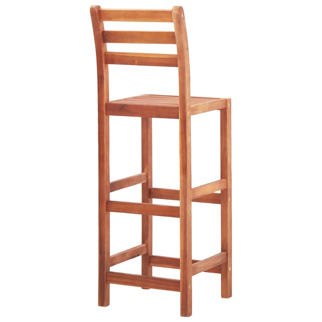 Bar Chair Set Of 2 Natural Wood Solid Acacia Wood Standard