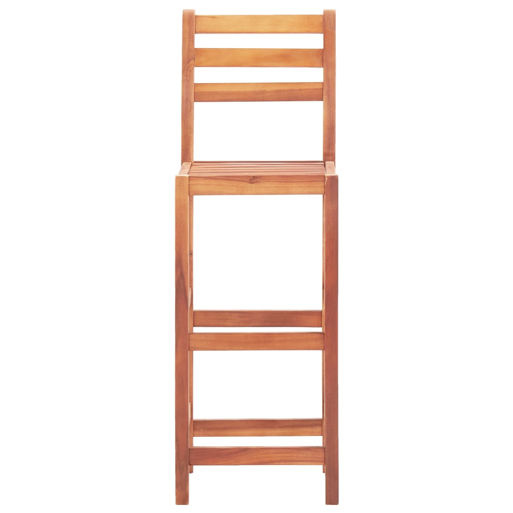 Bar Chair Set Of 2 Natural Wood Solid Acacia Wood Standard