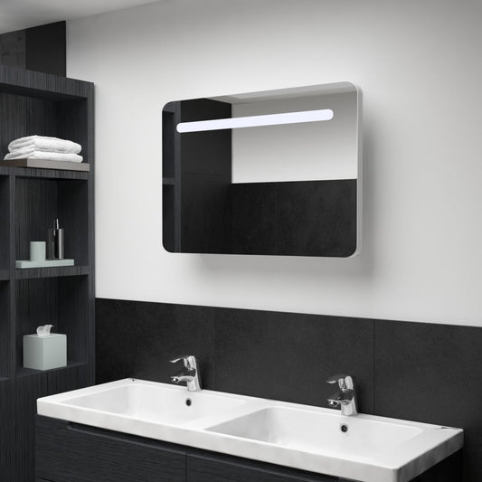 Bathroom Cabinet White And Silver Mdf With Melamine Finish, Glass