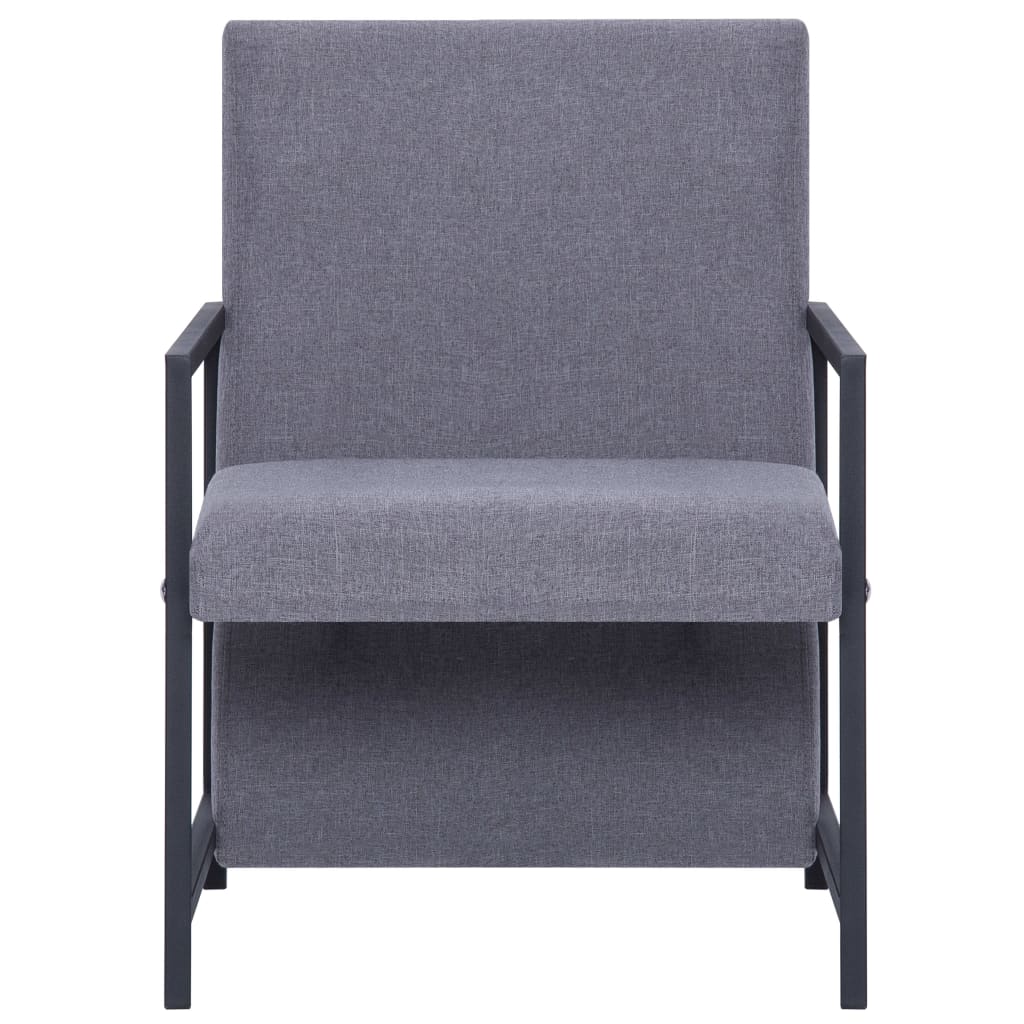 Armchair Light Gray Solid Wood, Plywood, Chrome, Polyester