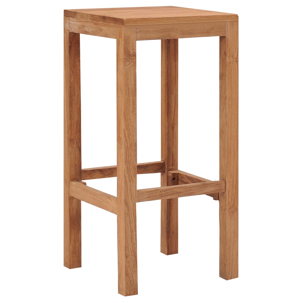 Bar Stool Set Of 2 Brown Solid Teak Wood Standard Durable