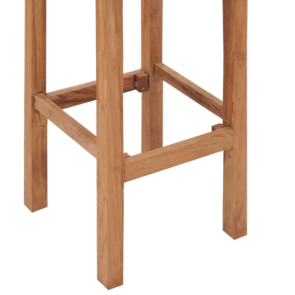 Bar Stool Set Of 2 Brown Solid Teak Wood Standard Durable
